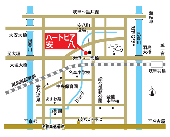 ハートピア安八付近の地図